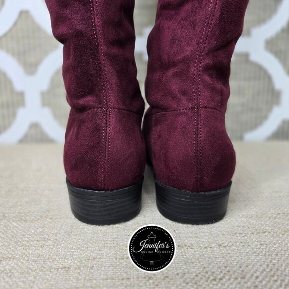 Unisa Women's Dark Red Unadivan Over the Knee Faux Suede Boots Size 8M - Picture 7 of 13